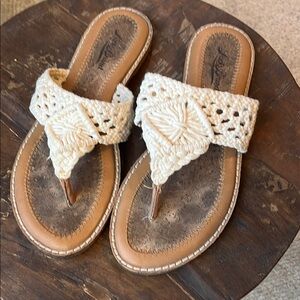 Women's Cream Crochet Sandals